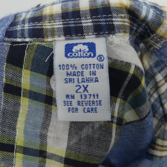 Marsh Landing II Shirt Womens 2X Blue Patchwork Boho Western Cottagecore - Picture 12 of 13